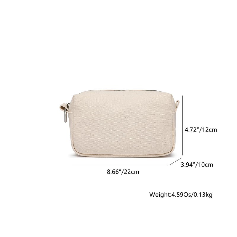 YONBEN Organizer Bag -Lightweight Cosmetic Bag with Ring Clasp, Perfect Travel Makeup Bag for Women,nylon Stand Up Design (Beige/Canvas) - Image 2